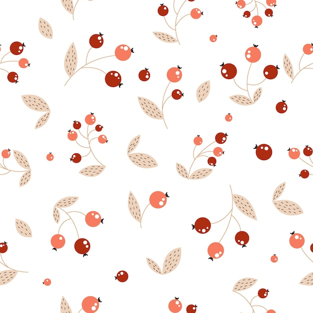 Autumn berries pattern, seamless pattern with leaves and berries, fall, fall pattern, berries