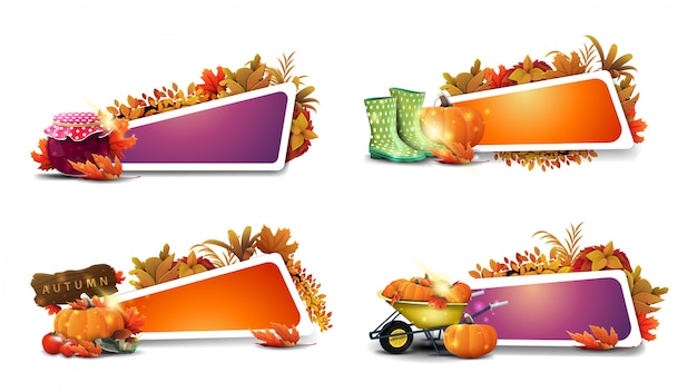 Vector autumn blank templates with autumn elements and autumn vegetations.
