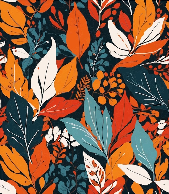 Autumn botanical pattern illustration floral graphic Seamless pattern