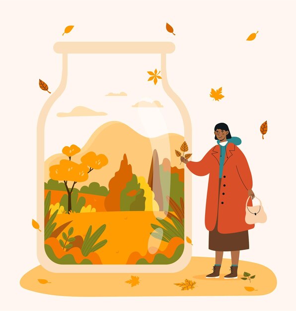 Vector autumn in bottle