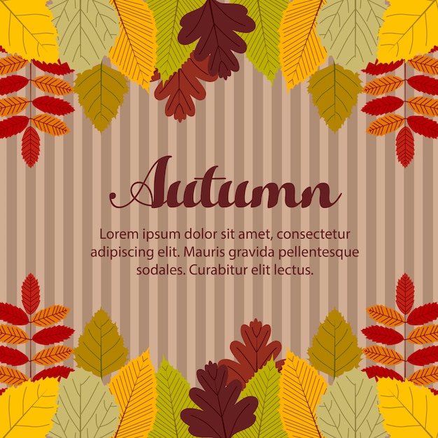 Autumn card flat style leaves