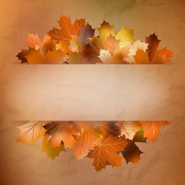 Вектор Осенняя открытка из цветных листьев.