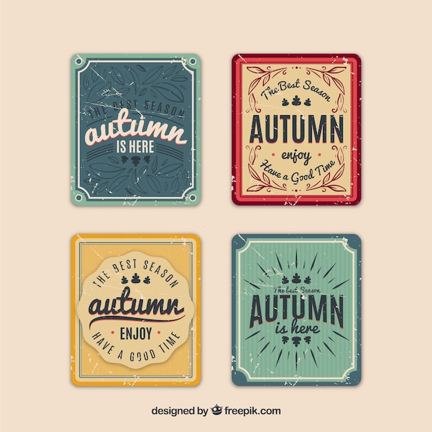 Collezione di carte autunnali in stile vintage