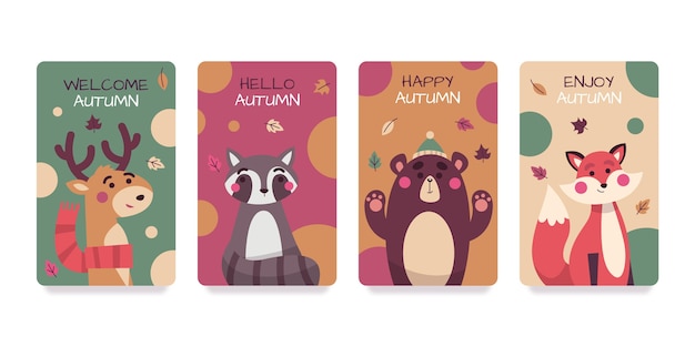 Vector autumn cards collection