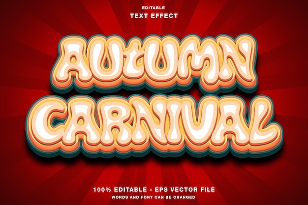 Autumn carnival 3d modern text style effect editable