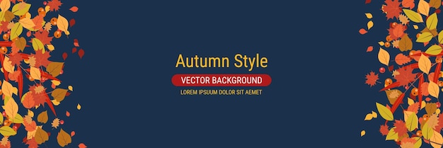 Autumn cartoon style horizontal vector banner template