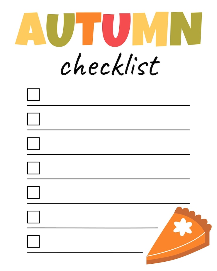 Vector autumn checklist. organizer and schedule with place for notes. hand drawn hygge autumn cozy elements