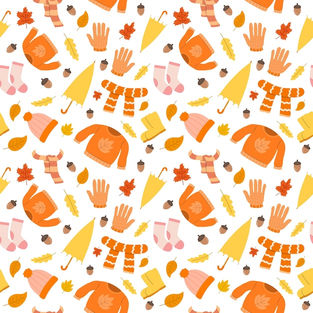 Autumn clipart seamless pattern vector illustration