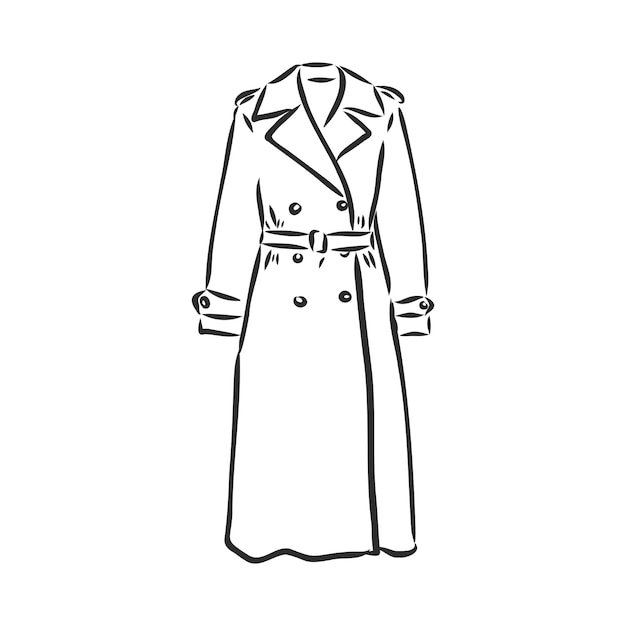 Illustrazione vettoriale disegnata a mano del cappotto autunnale elemento di disegno dello schizzo dell'impermeabile