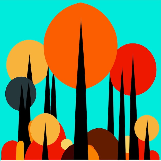 Vector autumn colorful trees beautiful vector illustration