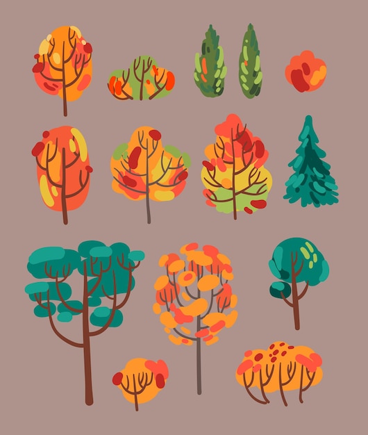 秋のカラフルな木々 美しいベクトル イラスト