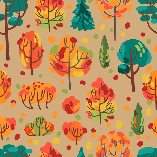 Autumn colorful trees beautiful vector illustration