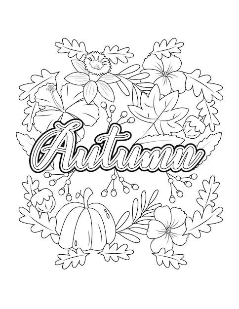 Vector autumn coloring page