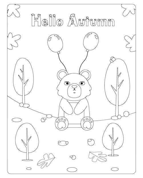 Autumn Coloring Pages for Kids Premium Vector