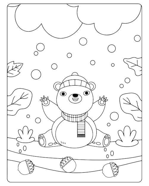 Autumn Coloring Pages for Kids Premium Vector