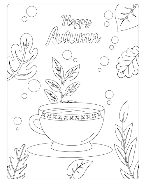 Autumn Coloring Pages for Kids Premium Vector