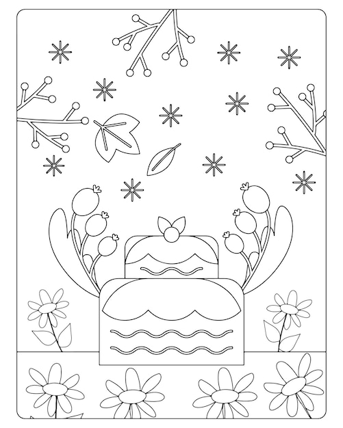 Autumn Coloring Pages for Kids Premium Vector