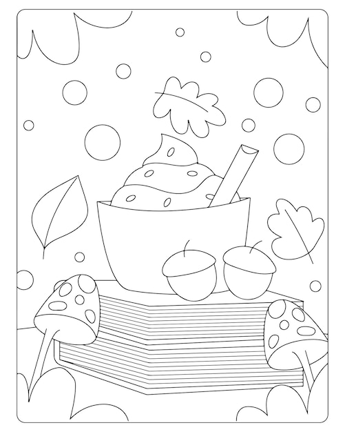 Autumn coloring pages for kids premium vectors