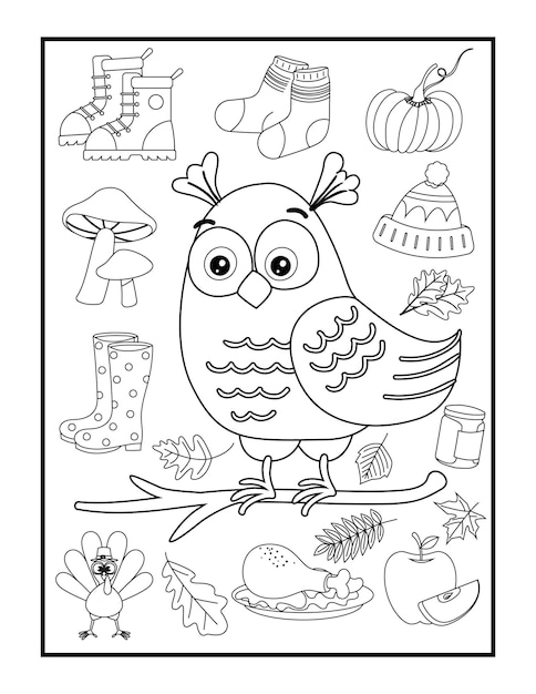 Vector autumn coloring pages for kids