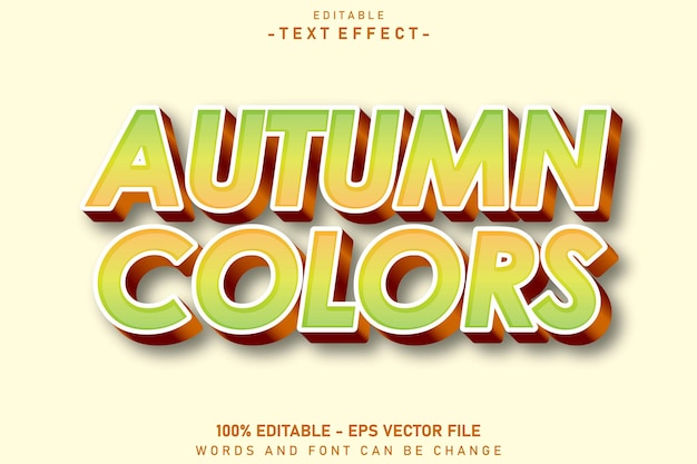 Vettore colori autunnali effetto testo modificabile design in stile rilievo 3 d