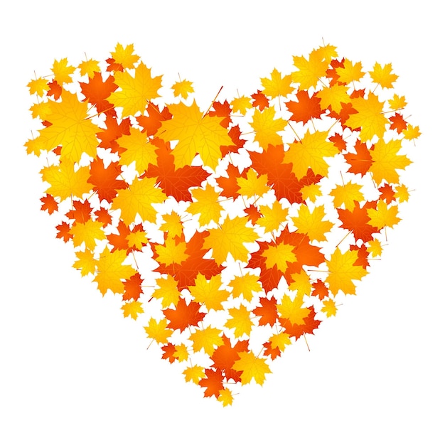 Autumn concept heart from maple leaves