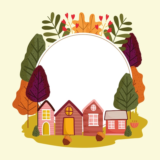 Vector autumn country houses