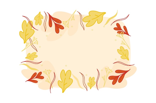 autumn cozy frame card border with leaves vector flat yellow orange red