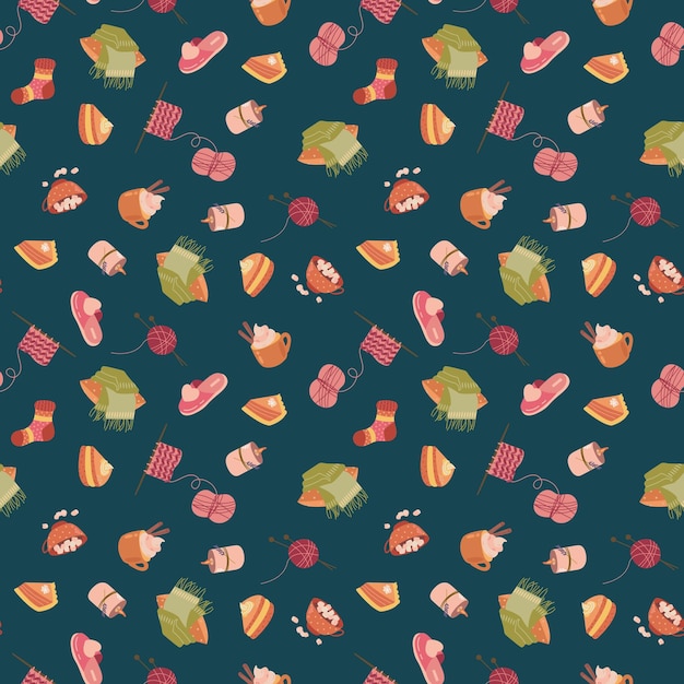 Premium Vector  Autumn cozy seamless pattern design for fabric