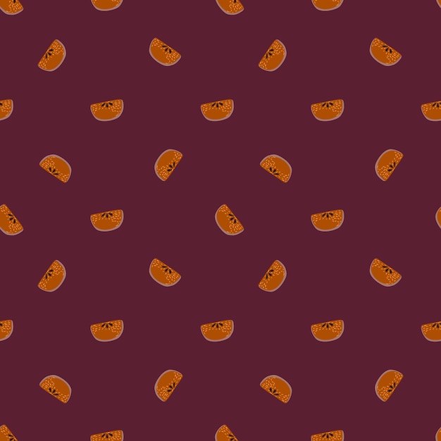 Autumn dark seamless pattern with doodle apple slices ornament. brown background. graphic design for wrapping paper and fabric textures. vector illustration.