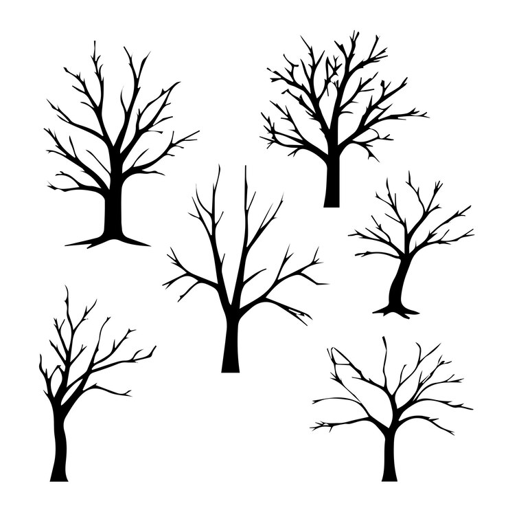 Vector autumn dead tree vector silhouette design logo