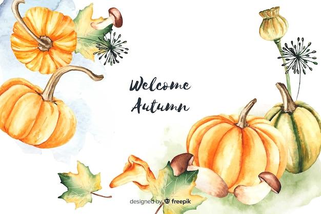 Autumn decorative background watercolor style