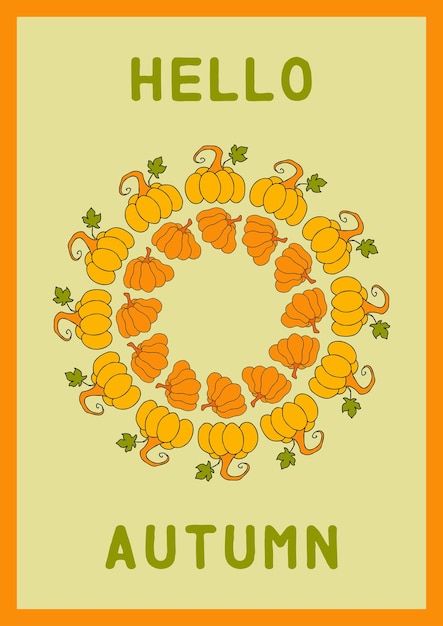 Autumn design template hand drawn pumpkins flat vector illustration