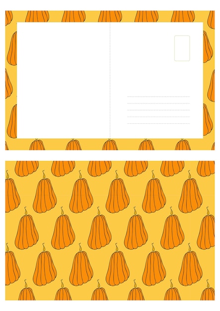 Autumn design template hand drawn pumpkins flat vector illustration