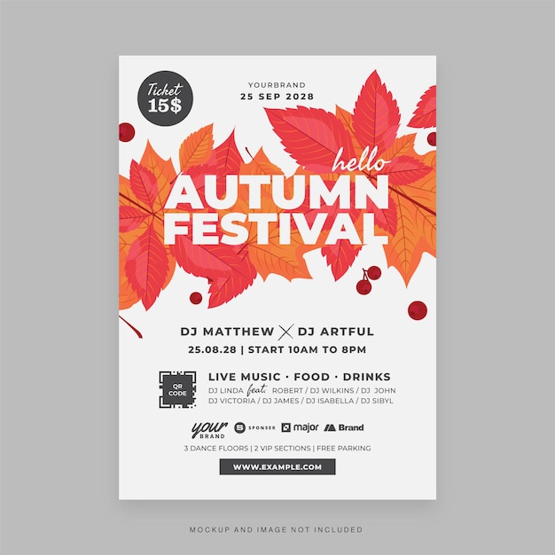 Vector autumn dj night party in pink flyer template in vector for fall season