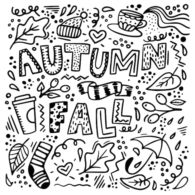 Autumn doodle background