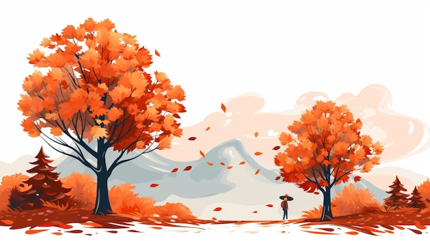 秋の絵画のカートゥーンベクトル