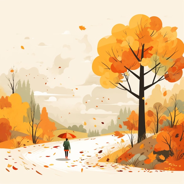 Autumn drawing isolated on transparent background