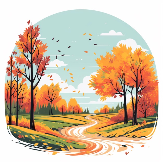 Autumn drawing isolated on transparent background