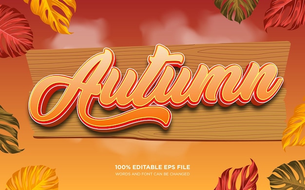 Vector autumn editable 3d text style effect