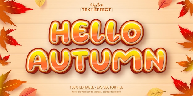 Autumn editable text effect on autumn leaves and textured background