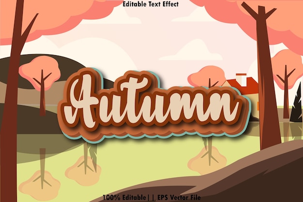 Autumn editable text effect emboss cartoon style