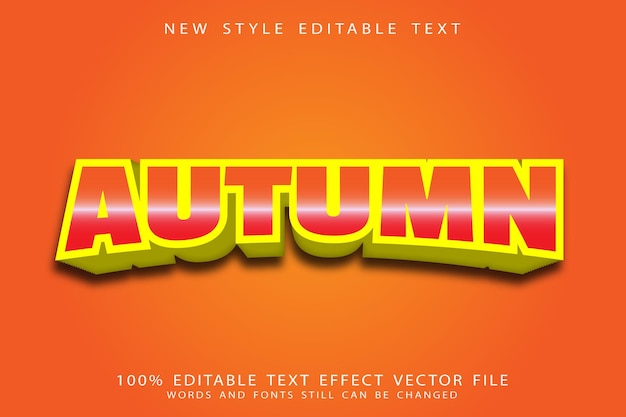 Осенний редактируемый текстовый эффект с тиснением в современном стиле