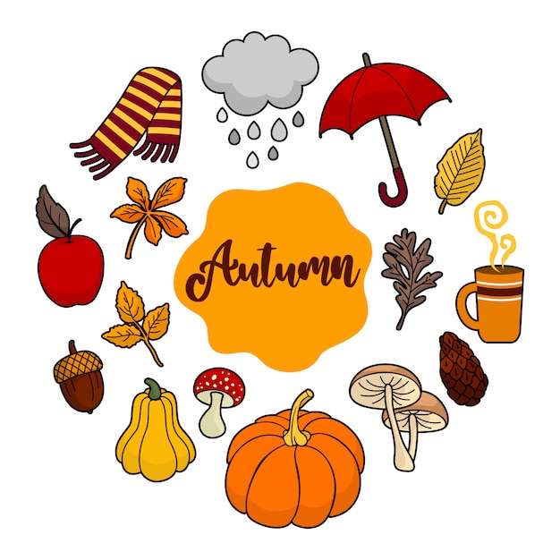 Vector autumn element doodle illustration