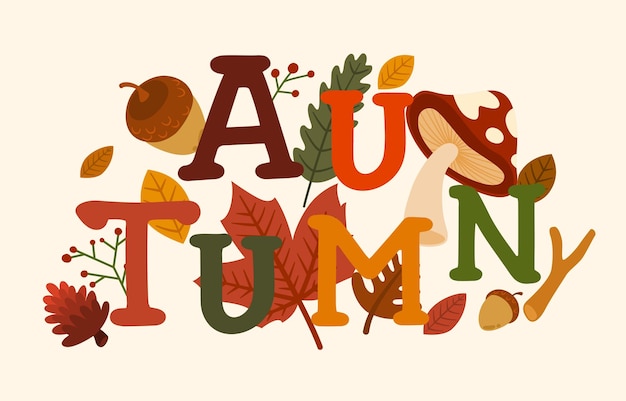 Vector autumn elements and fonts