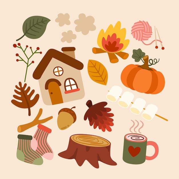 Vector autumn elements icon set