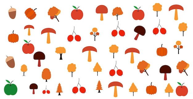 Autumn elements set decoration Background banner border isolated vector illustration design