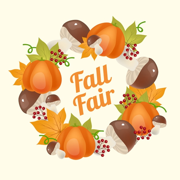 Autumn fair social media post  . Fall harvest frame with lettering and pumpkins. Advertising web banner template. Social media booster, content layout. Poster, print ads with flat illustrations