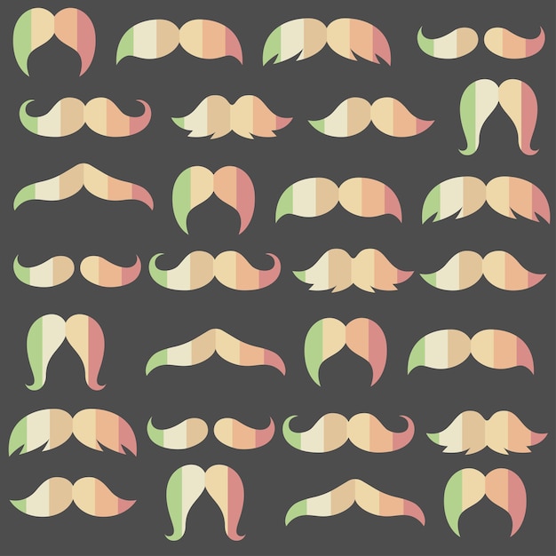 Autumn or fall earth tone colors various style mustaches seamless pattern