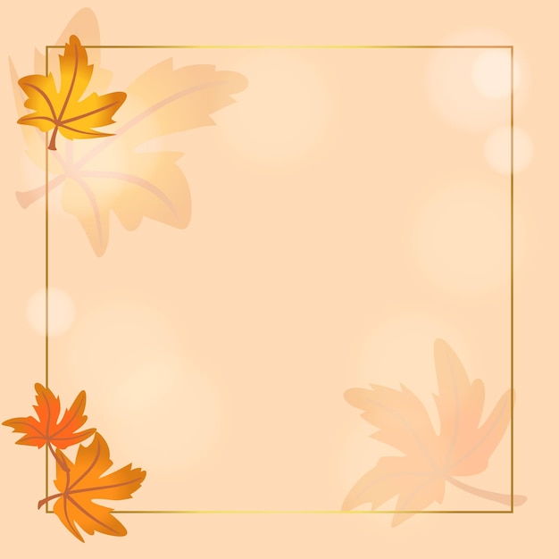 Autumn fall leaves gold frame with leaves in vector