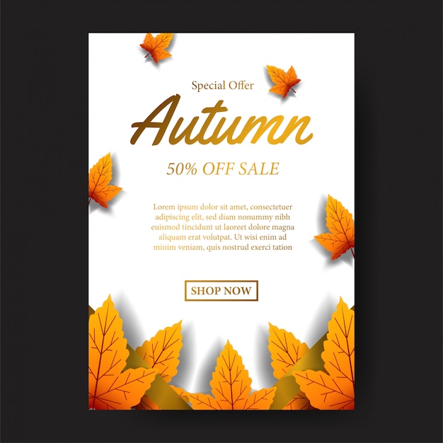 Vector autumn fall poster leaves template